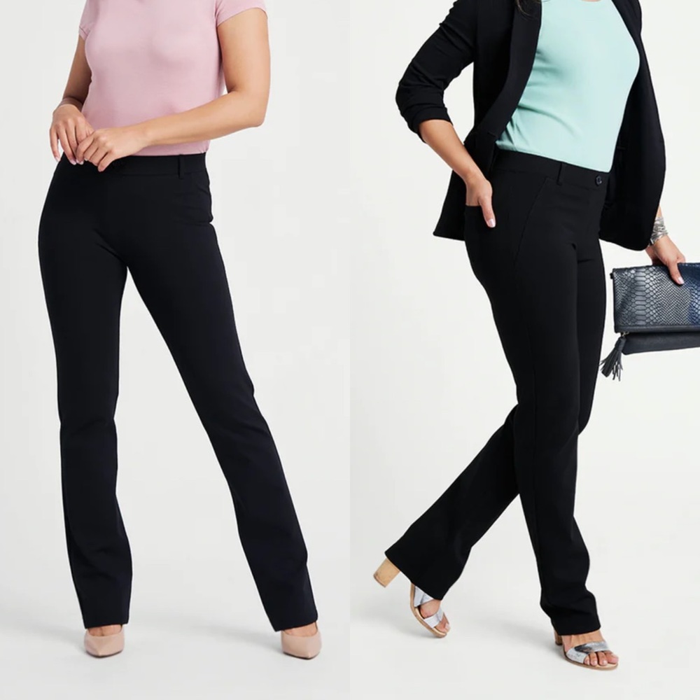 Betabrand Black Classic Straight Leg‎ Pull On Stretch Dress Yoga Pants W0076-BK